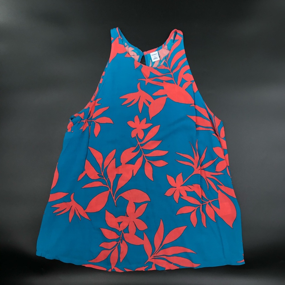 Old Navy Women’s Sleeveless Blue Tropical Floral Tank Top Size Small